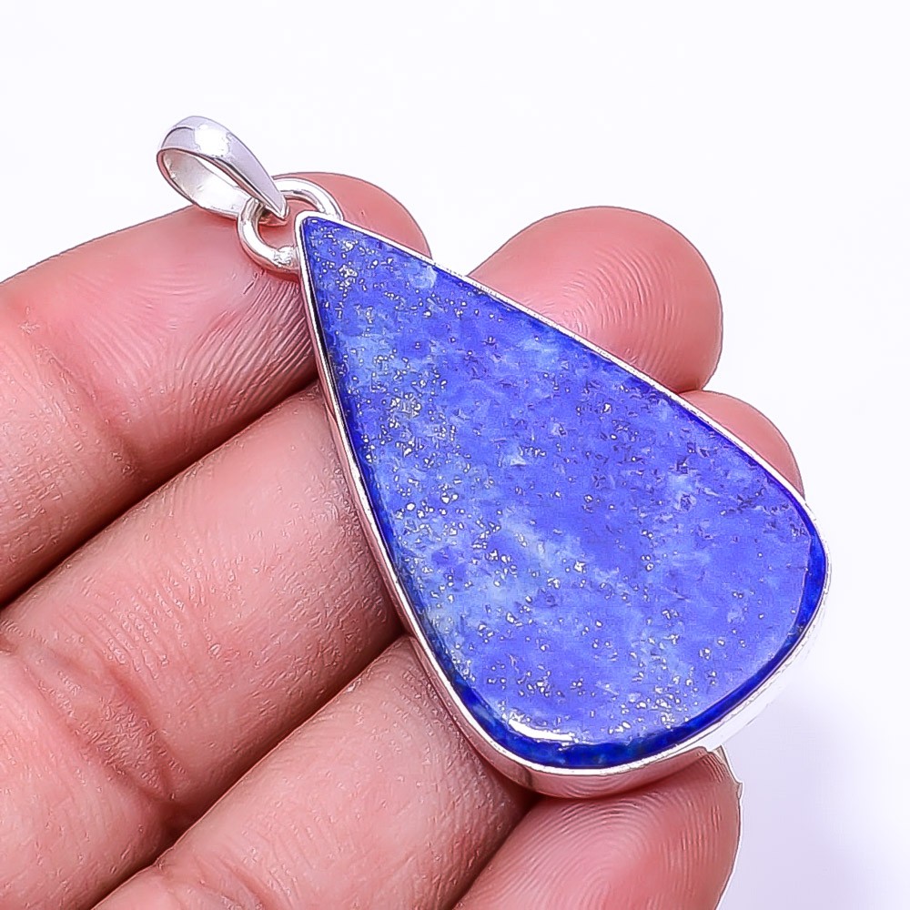 Natural Lapis Lazuli 925 Sterling Silver Pendant 2.07″ P25, Christmas Gift