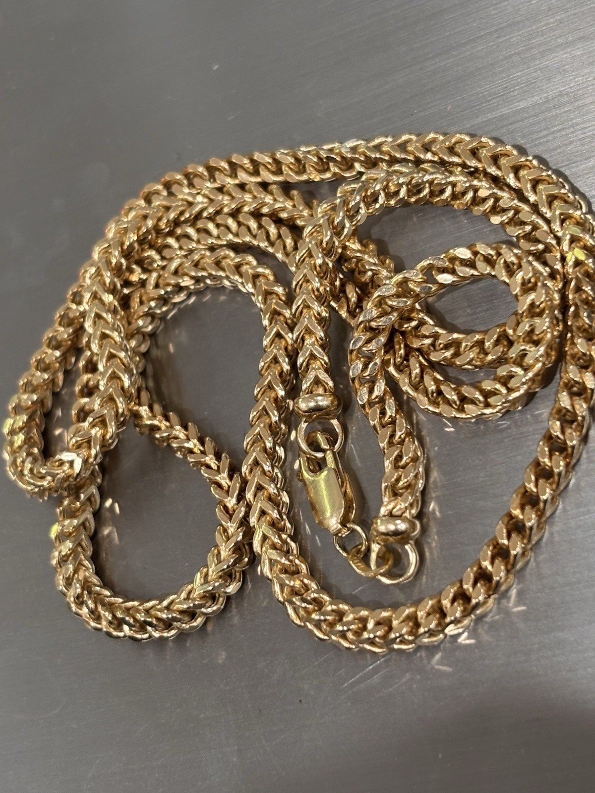 14k Yellow Gold 24″ Solid Franco Curb Link 4 mm 21 Grams ITALY Chain Necklace