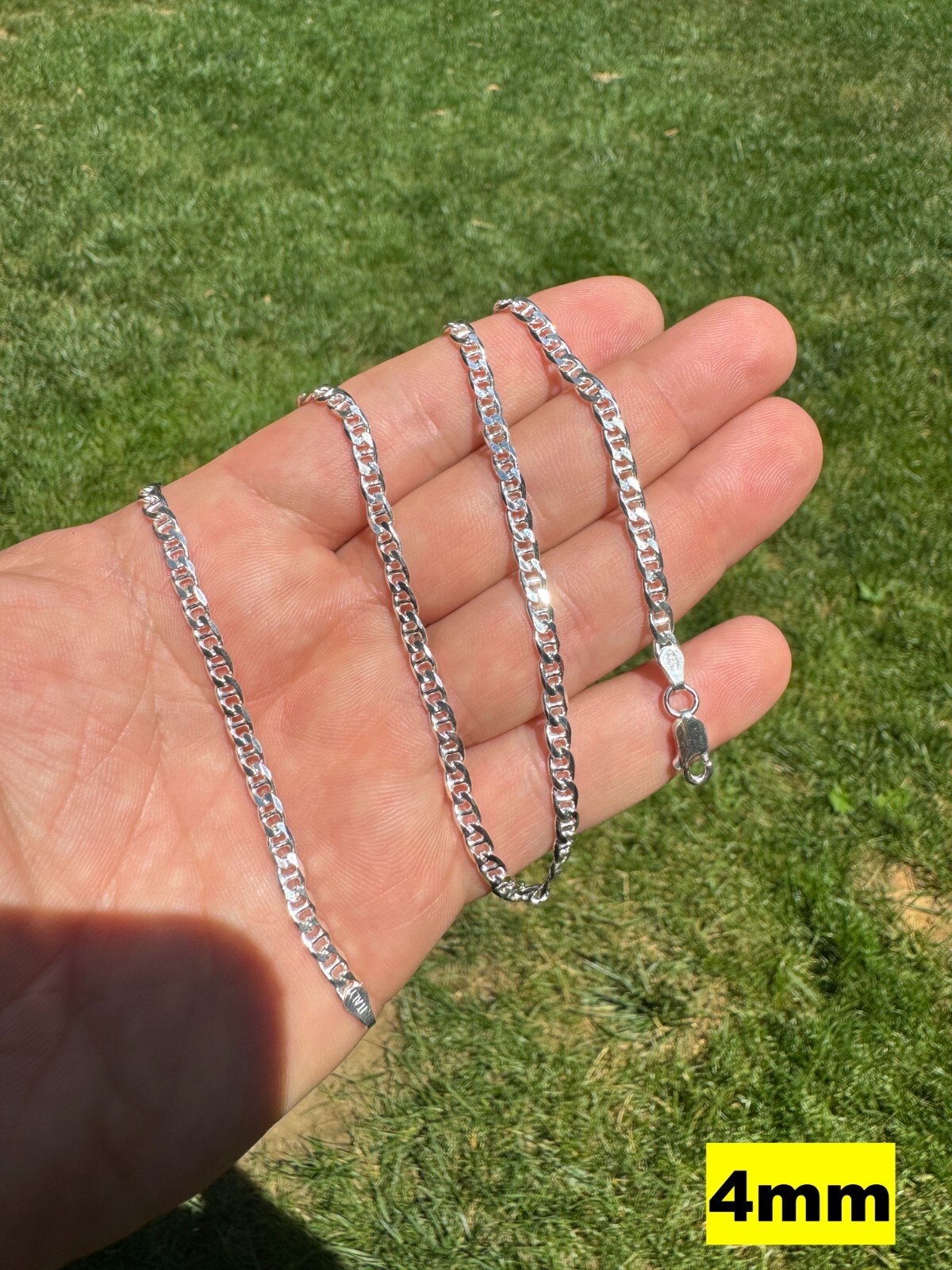 Real Solid 925 Sterling Silver Mariner Link Chain Or Bracelet ITALY 3-12mm Mens