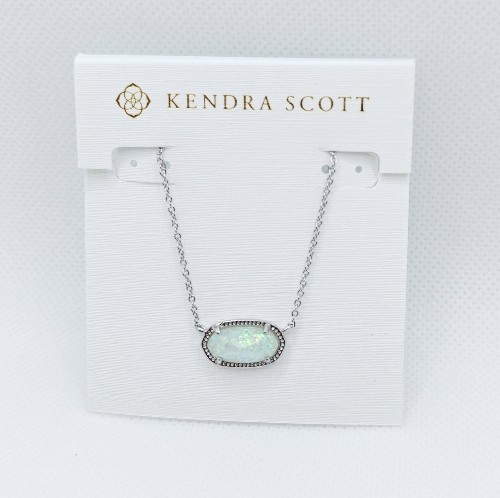 Kendra Scott Elisa Silver Pendant Necklace in White Opal