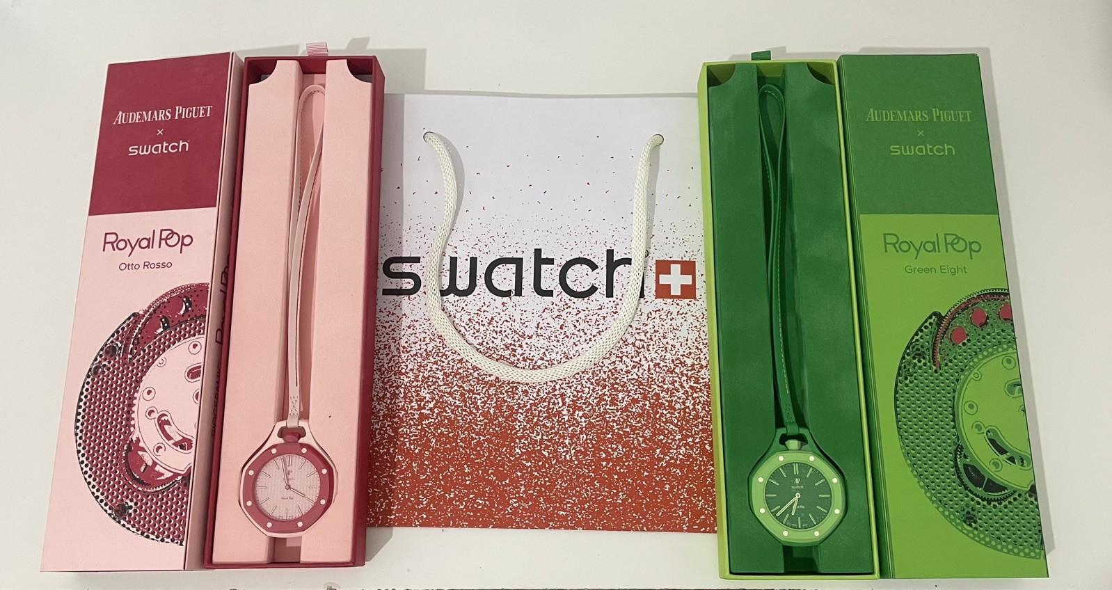 AP X SWATCH | OTTO ROSSO & GREEN OCHO | BRAND NEW SEALED | BAG BOX RECEIPT✅🚚💨