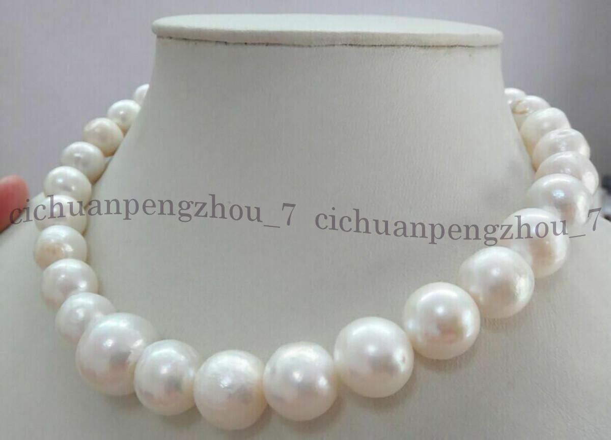 Huge 12-14mm Round Genuine Natural South Sea White Pearl Necklace 14-36 Inch