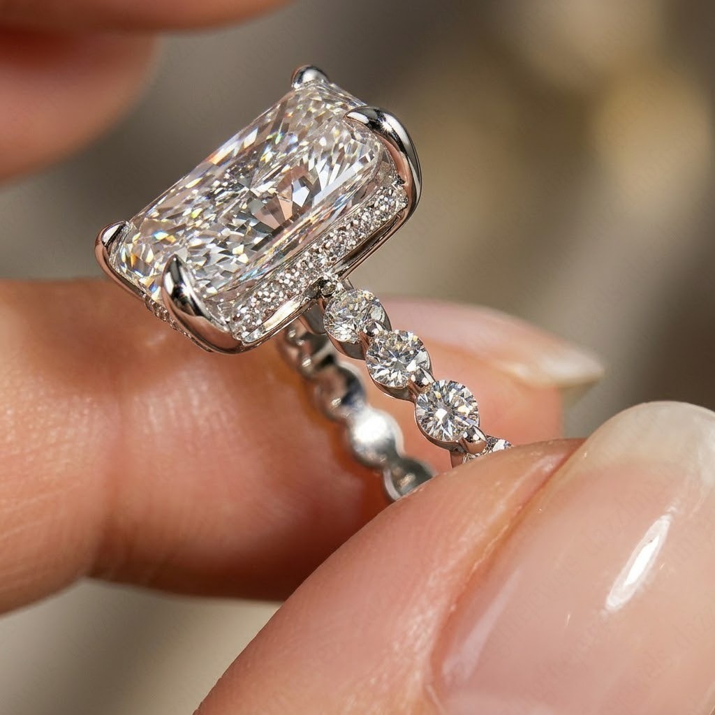 IGI 2.0Ct Radiant Cut E VVS2 Lab Grown Diamond Engagement Ring in 14K White Gold