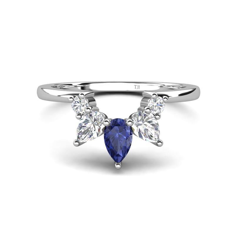 Iolite Accented Lab Grown Diamonds 0.52 ctw Curved Wedding Band JP: 370573
