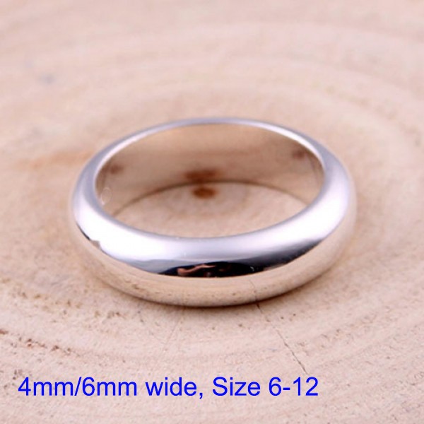 Men&Womens Real 18K White Gold Filled Plain Band Ring Size 6/7/8/9/10/11/12 X253