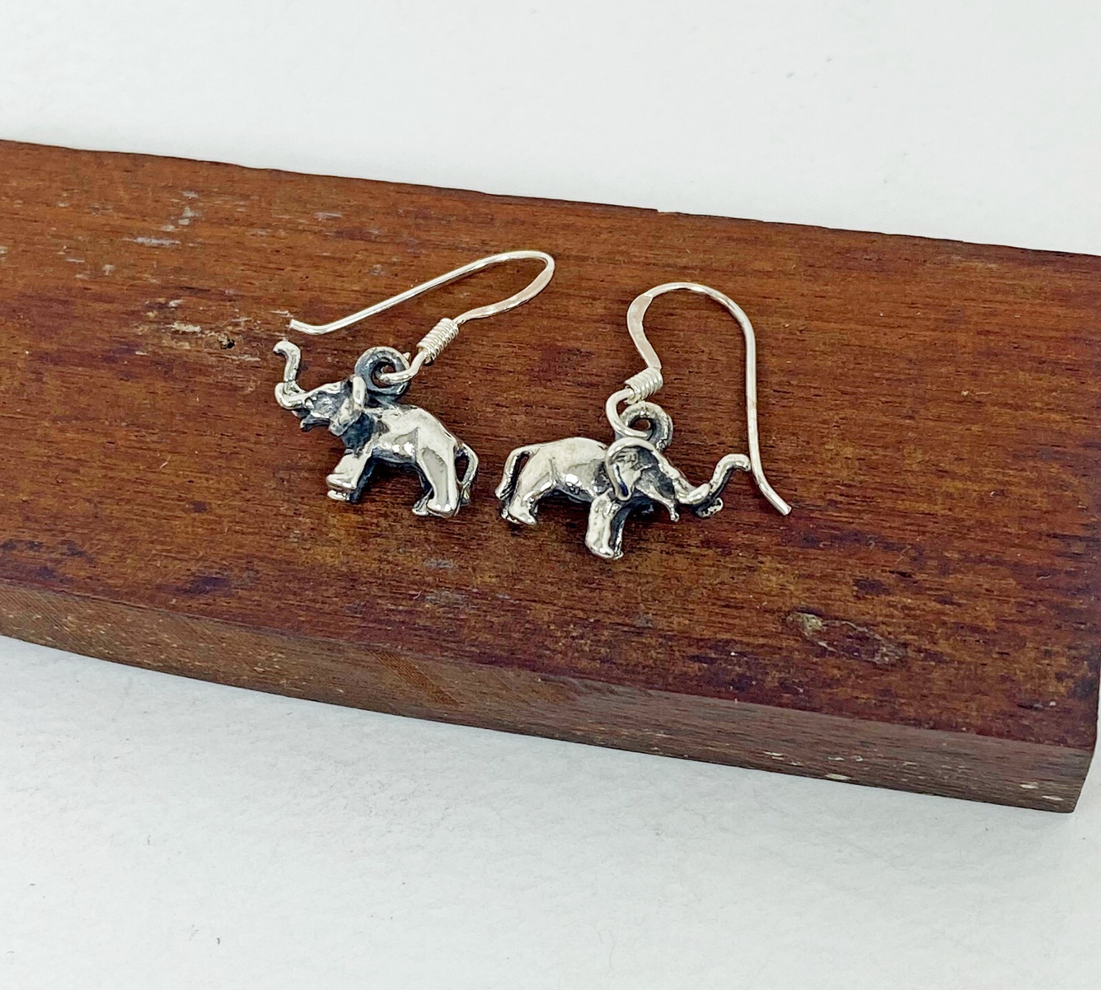 Minimalist Elephant Drop Earrings 925 Sterling Silver, Handmade Safari Jewelry
