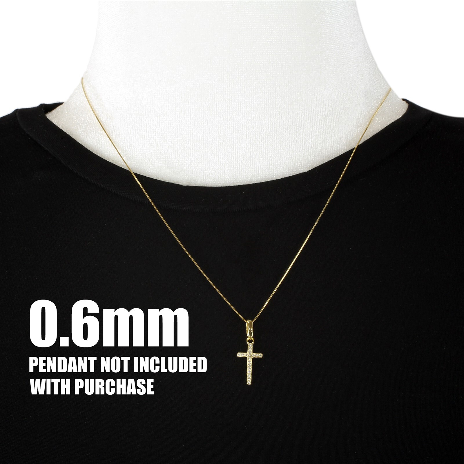 Guaranteed 10K Yellow Gold Solid Box Chain Necklace 0.6mm 14″-24″