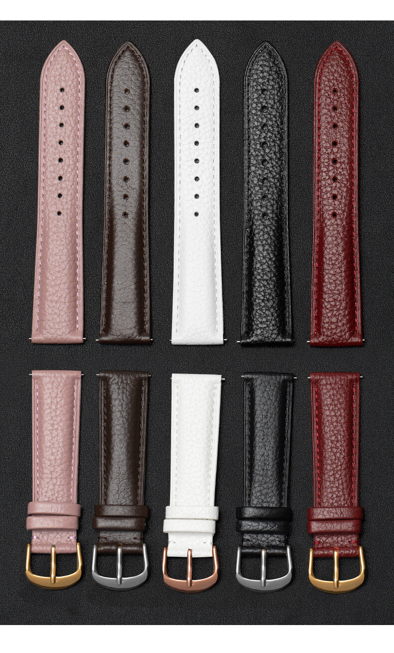 Double Sided Cowhide Genuine Leather Watch Strap Quick Release Wristband 12-22mm