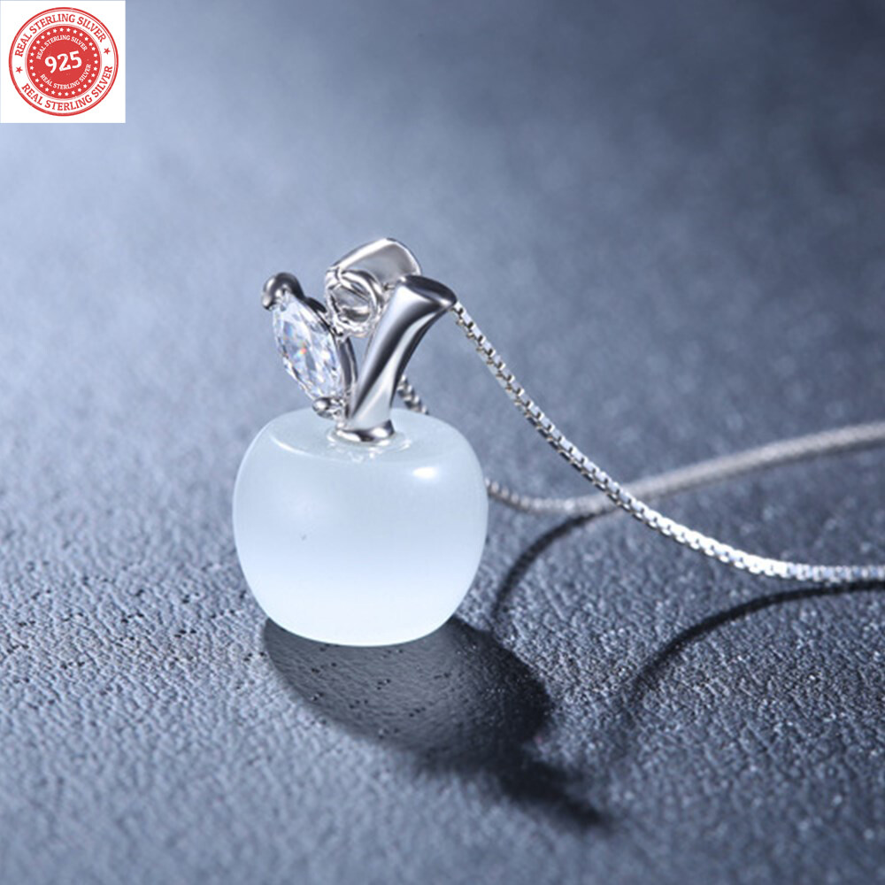 925 Sterling Silver pendant apple with a leaf without chain DL297W