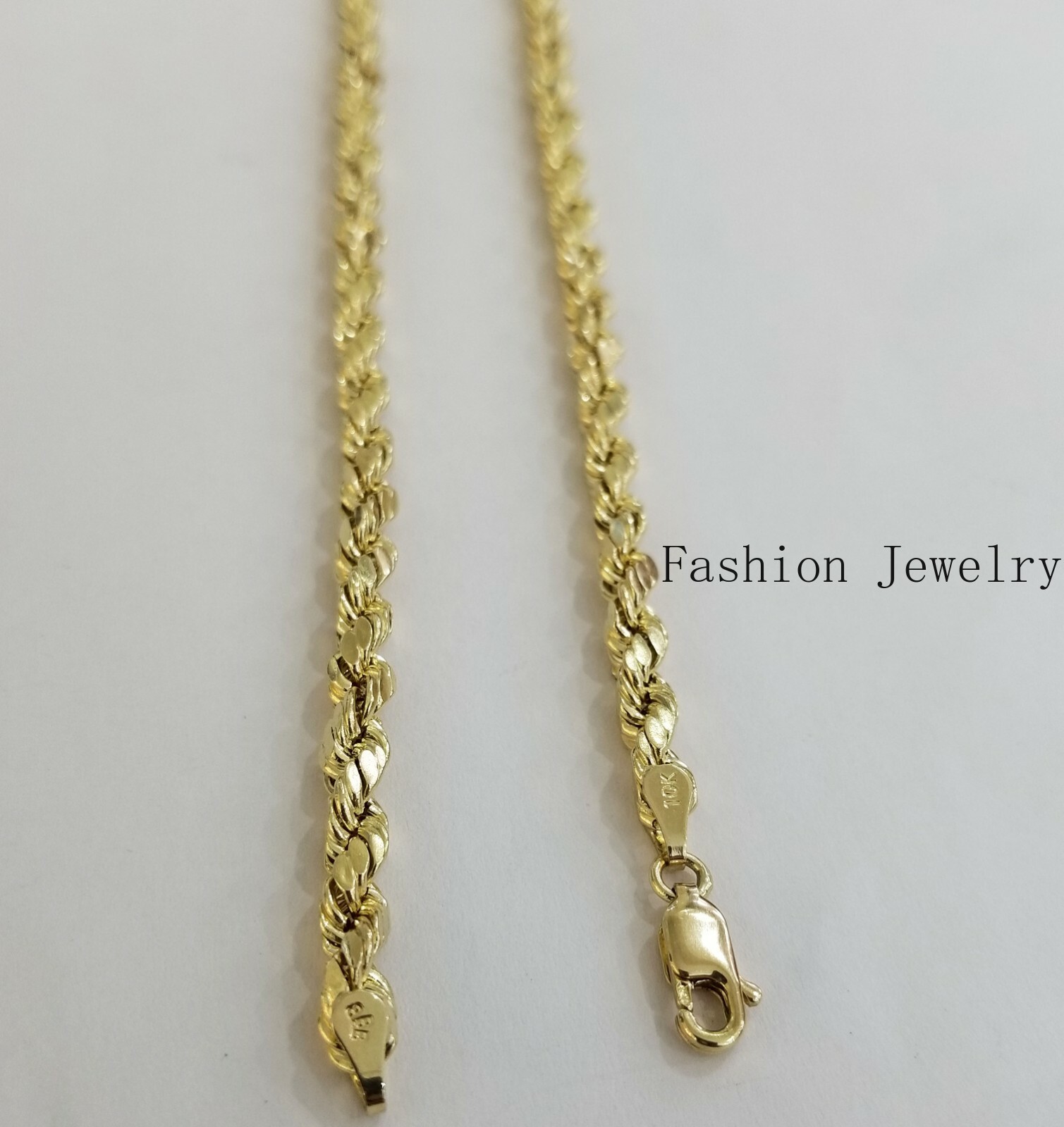 Real Solid 10k Gold Rope Chain Necklace 4mm-10mm Diamond Cut 18″-30″ For Pendant