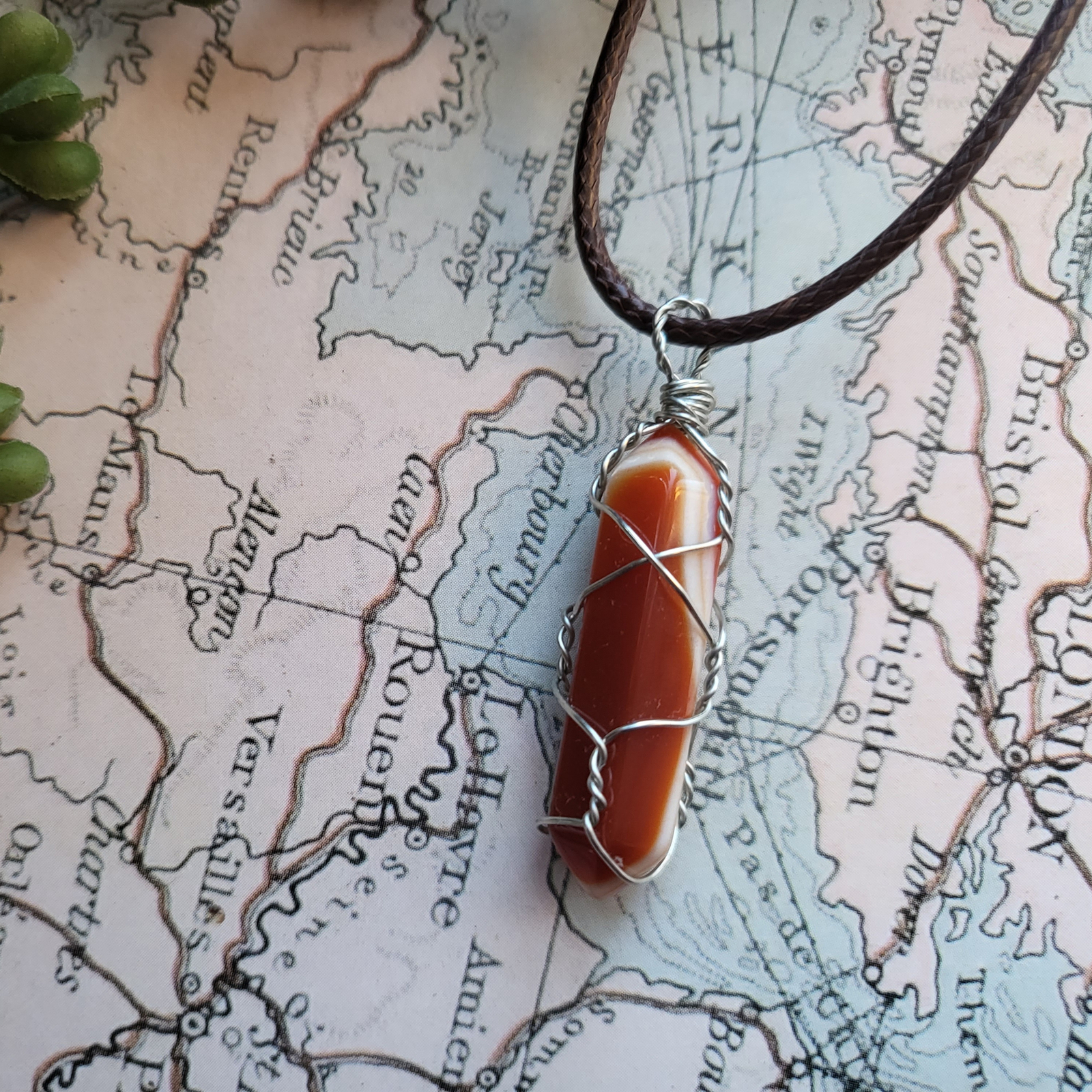 Carnelian DT Point, Wire Wrapped Pendant