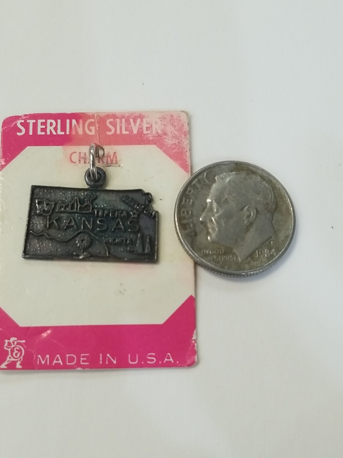 Vintage Sterling Silver State Map Charm, SELECT From 16 different States NOS
