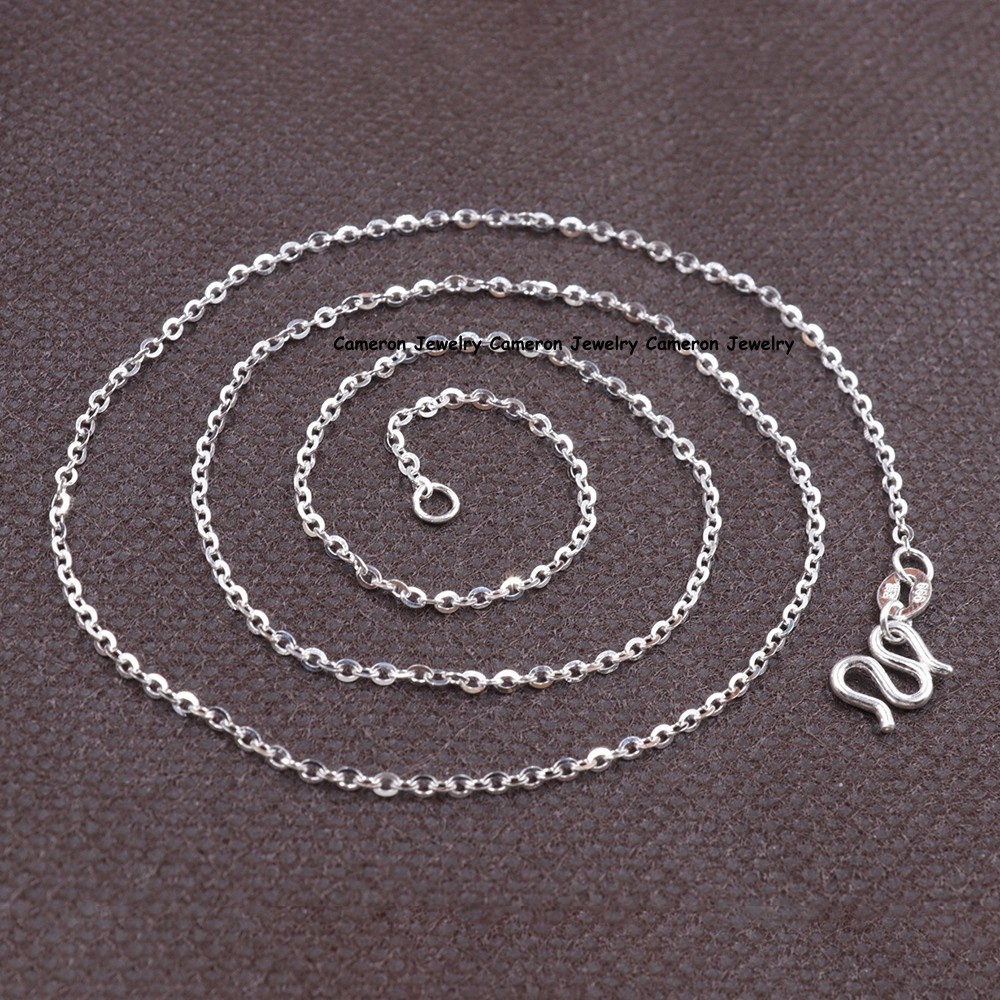 Pure S999 Fine Silver 999 Chain 1.2mm Lucky Thin O Link necklace 2-3g 17.9inch