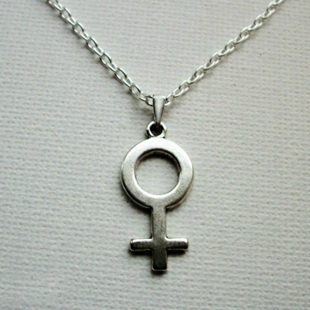 VENUS SYMBOL NECKLACE Small Pendant Charm w Chain Female Feminist Woman Feminism