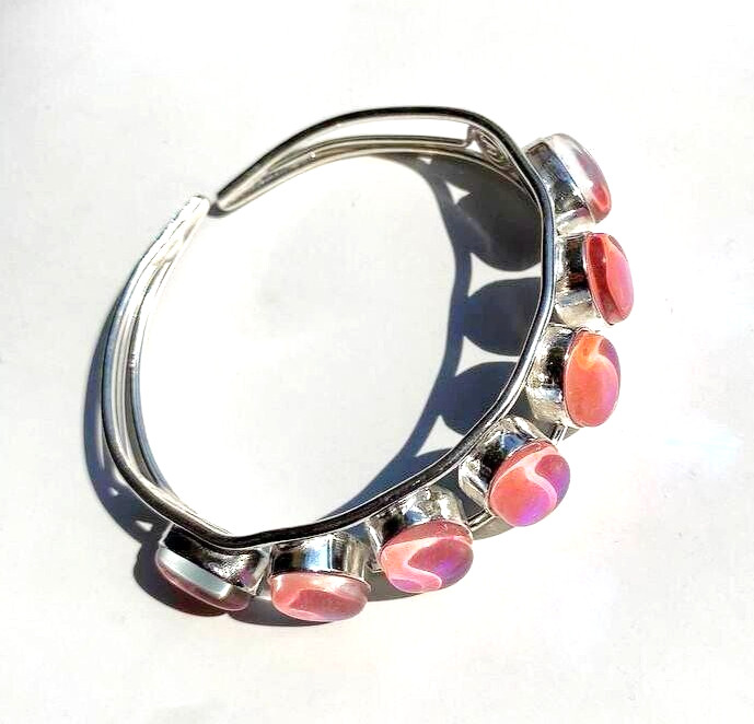 Australian Triplets Opal Gemstone 925 Sterling Silver Handmade Jewelry Bangle