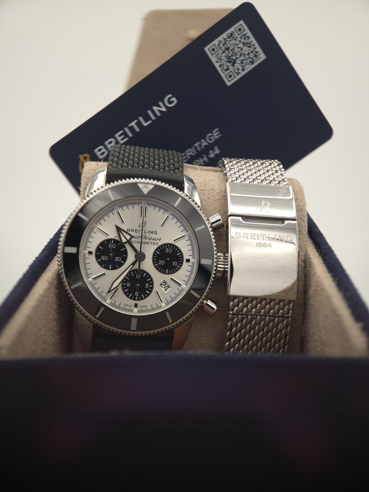 Breitling Superocean Heritage B01 Chronograph 44 Silver Dial Full Set