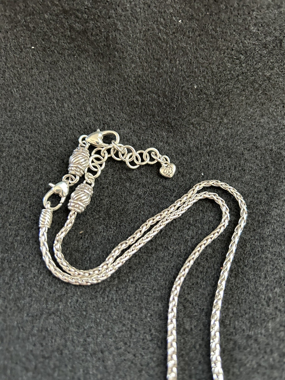 Brighton Silver Plated Wheat Chain Red Crystal Heart Pendant Necklace Adjustable