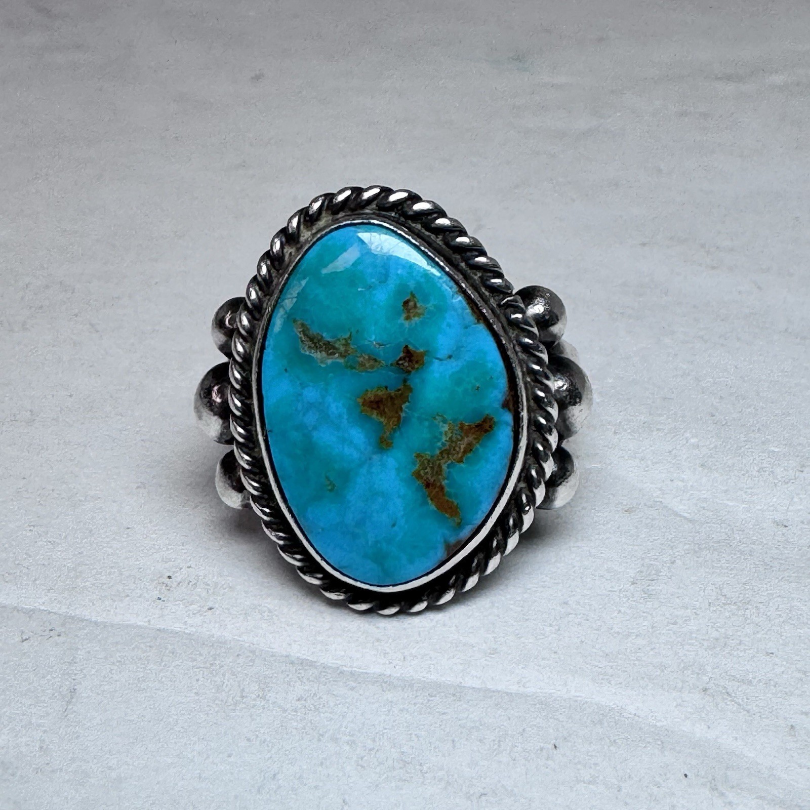 Vintage Native American Sterling Silver Turquoise Ring Size 9.25 7.93g