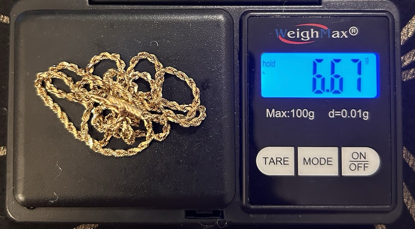 14k Yellow Gold Rope Chain Necklace Box Clasp safety catch 6.67g 19inches