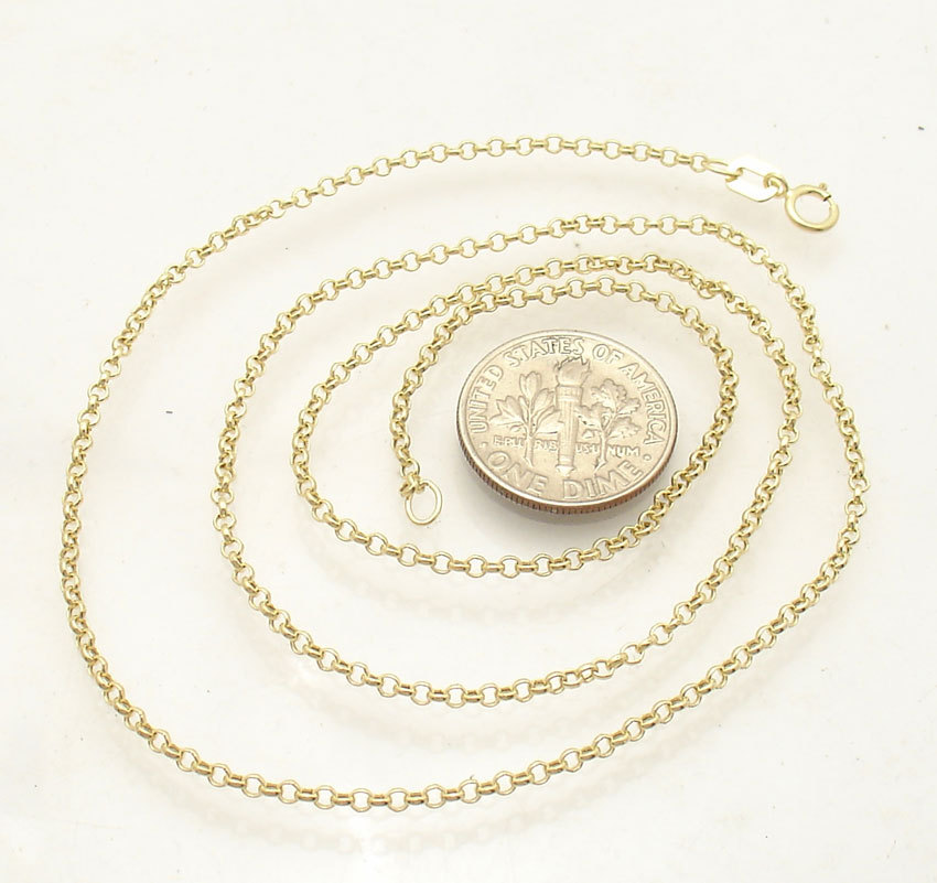 1.9mm All Shiny Round Rolo Cable Chain Necklace REAL Solid 14K Yellow Gold