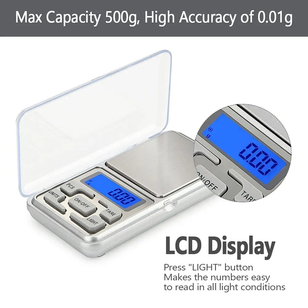 Digital Pocket Scale 500g 0.01g Precision Jewelry Mini Gram Gold Balance Weight