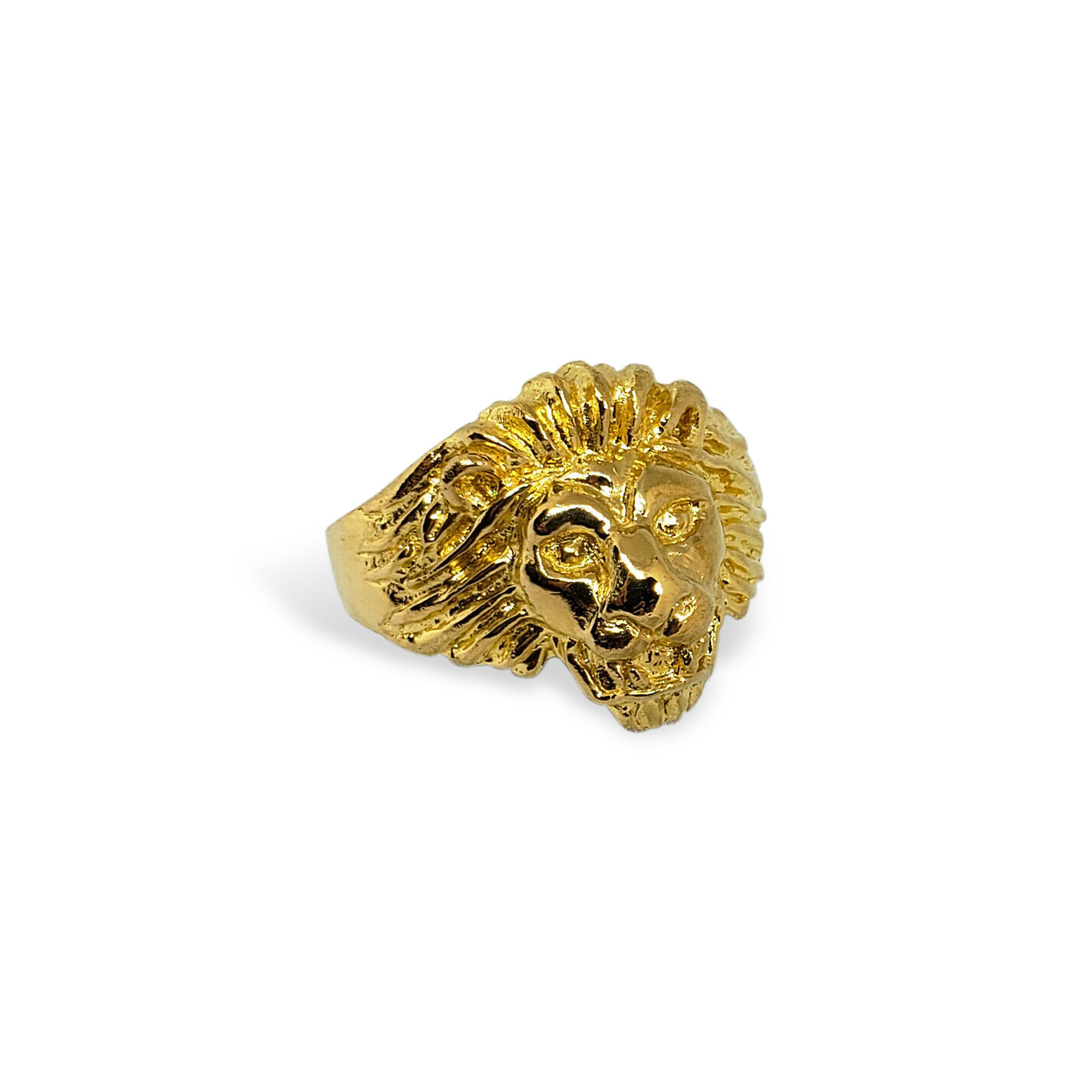 Solid 24K Yellow Gold Handcarved Large Heavy Mens Lion Ring Size 5 – 11