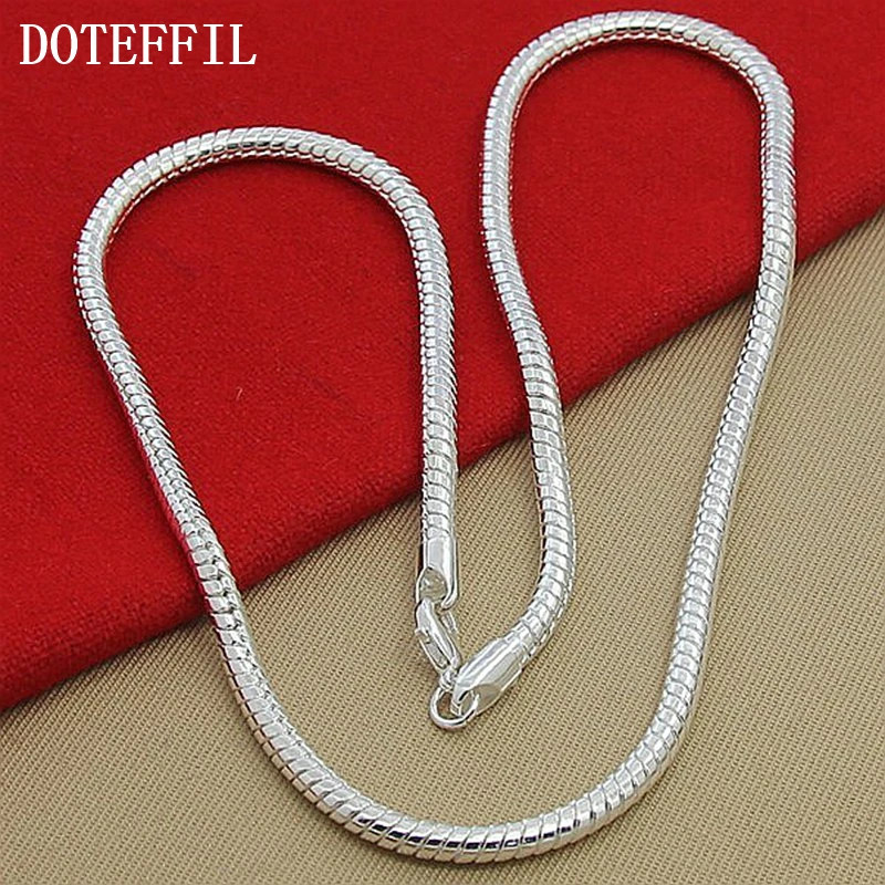 925 Sterling Silver 3mm Snake Chain Necklace 16-30 Inch Women Men Jewelry