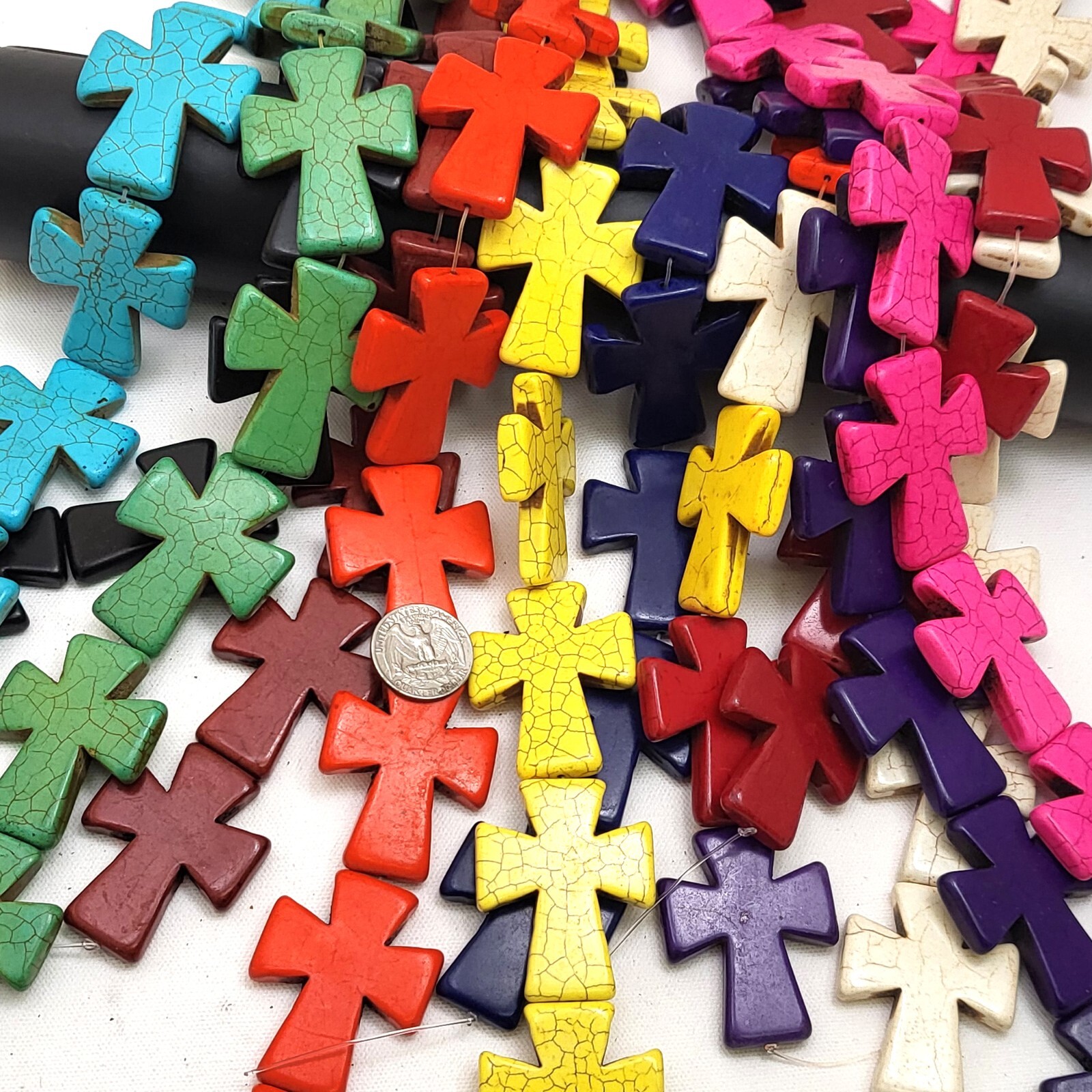 Large Cross Bead Howlite Turquoise 50mm Purple Black White Orange Sold by pcs
