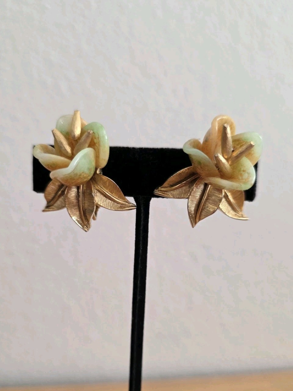 Ultra Rare Boucher Glass Petal Flower Earrings