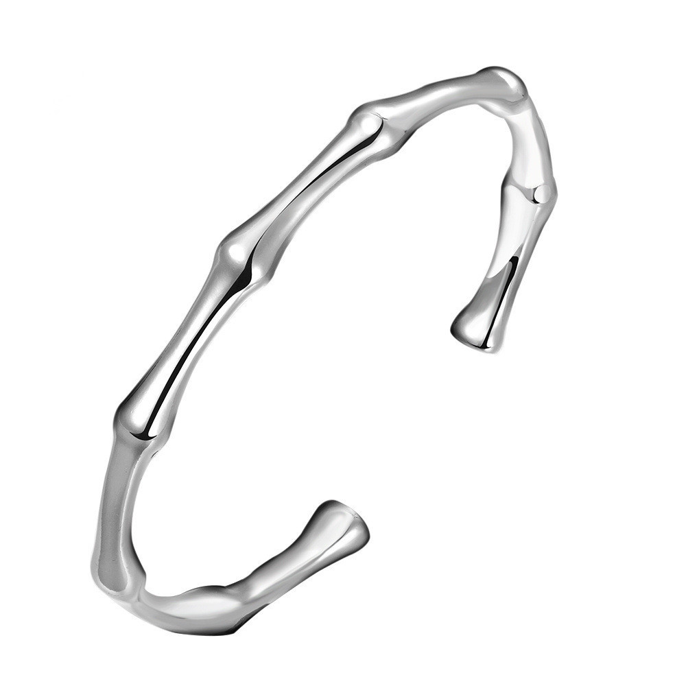 Womens 925 Sterling Silver Bamboo Cuff Adjustable Bangle Fashion Bracelet #B233