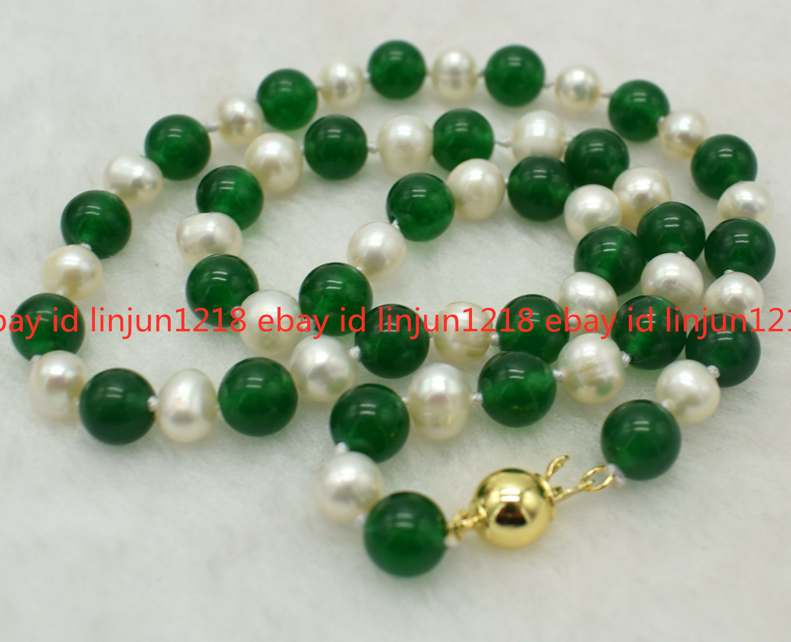 8mm Green Jade 7-8mm White Pearl Beads Necklace 18/24/36/50inches