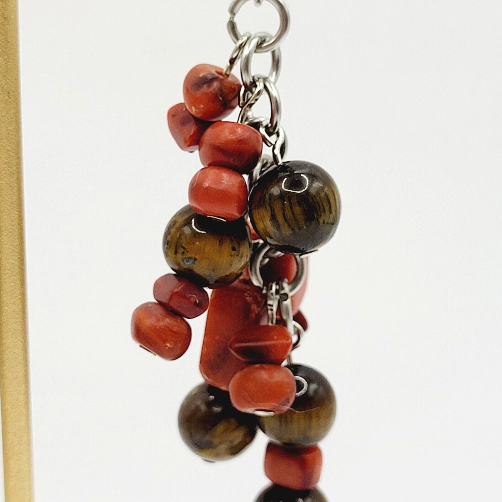 Modern Multi Shape Natural Stone Glass End Long Drop Dangle Hook Pierced Earring
