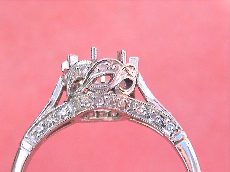 ANTIQUE STYLE 1 ct (6.5mm) SOLITAIRE DIAMOND PLATINUM ENGAGEMENT RING MOUNTING