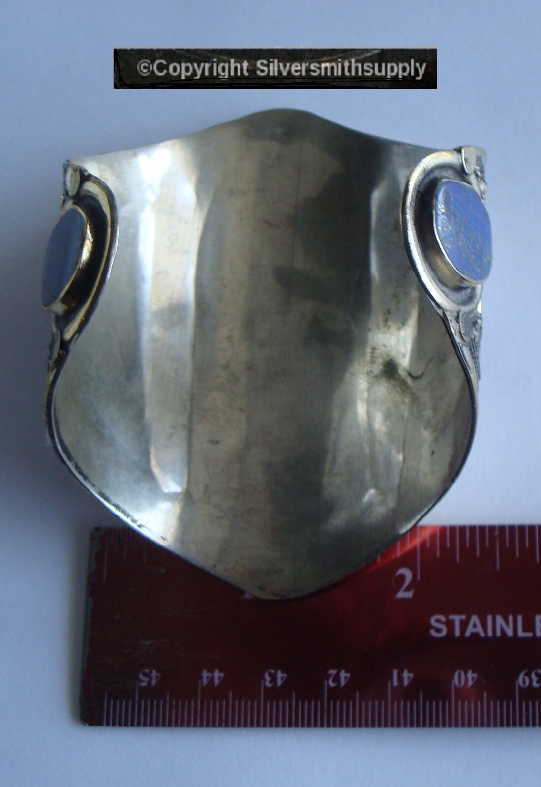 Natural Lapis Cuff Bracelet 6.5 in Silver over Brass Made in Afghanistan FJ064