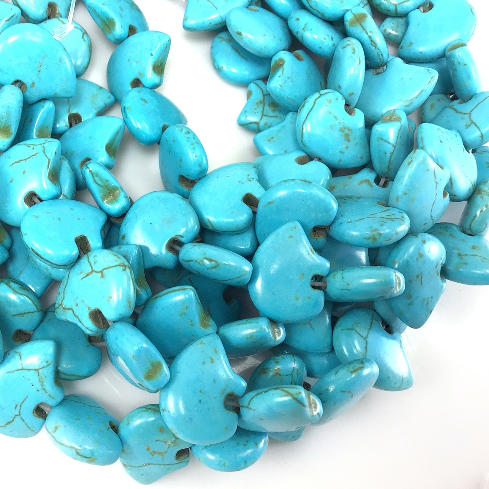 Natural Blue Howlite Zuni Bear Beads AA Magnesite Turquoise Bead 15″ Strand 21mm