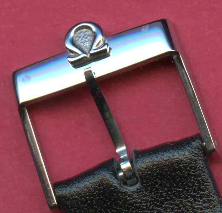 GENUINE BLACK LEATHER CAVADINI STRAP 17mm or 18mm & VINTAGE OMEGA STEEL BUCKLE