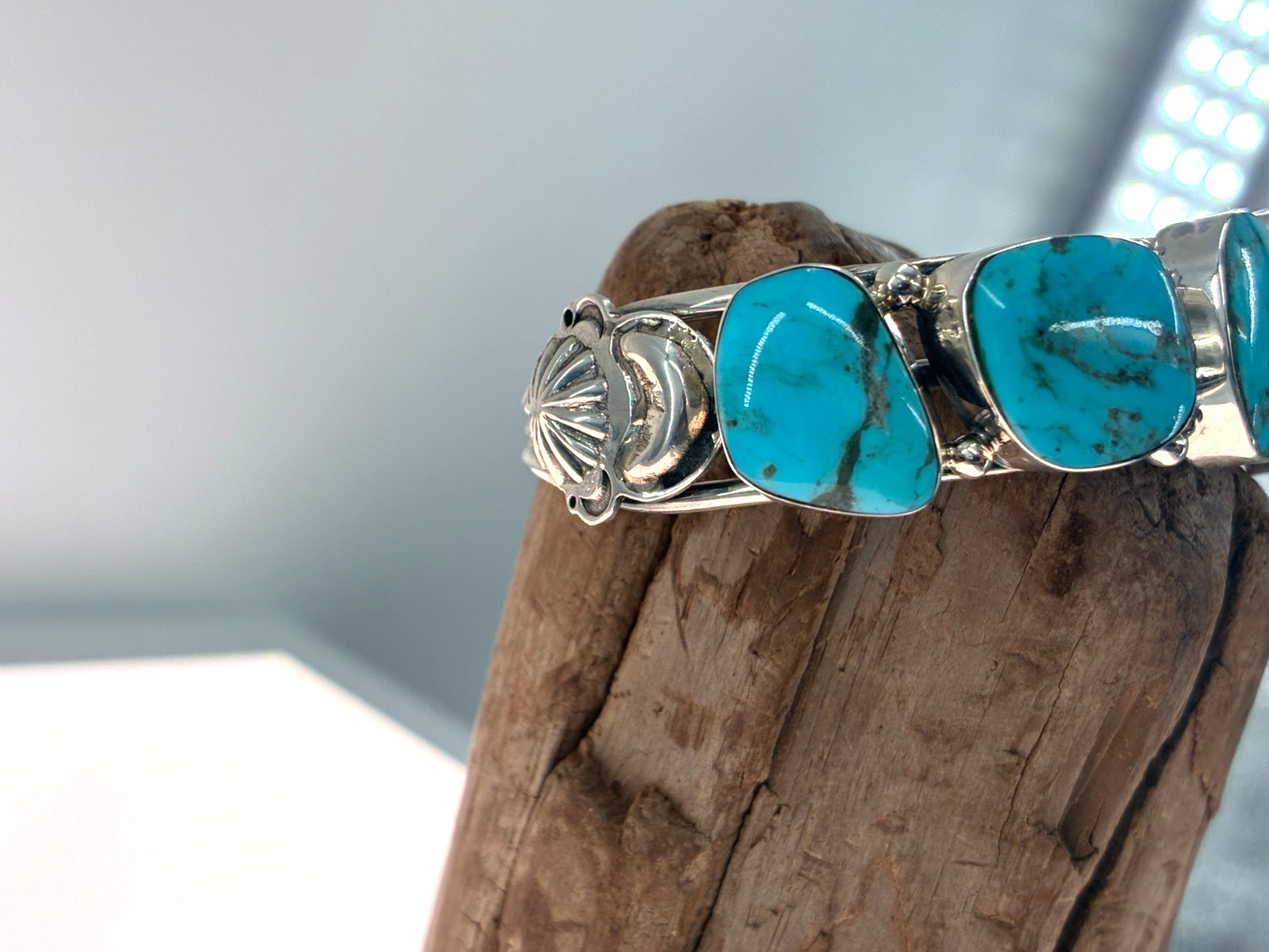 Chaco Canyon Kingman Turquoise 7 Stone Cuff Sterling Silver Bracelet Size 6.25in