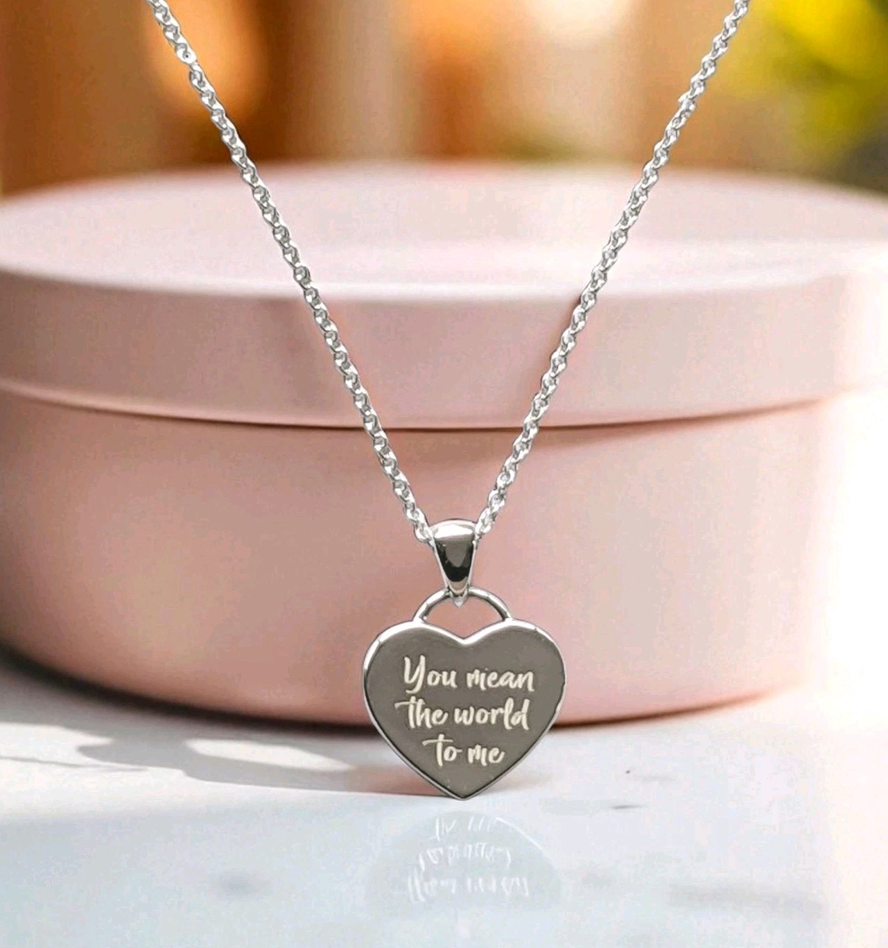Personalised 925 Sterling Silver Engraved Heart Charm Pendant Necklace Gift