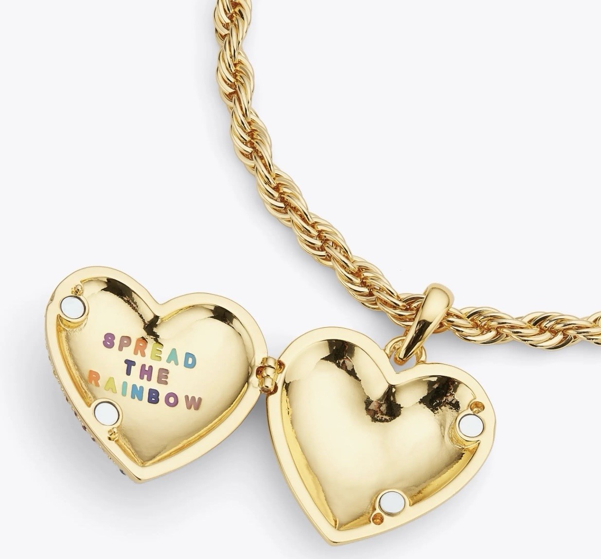 KURT GEIGER LONDON GOLD TONE RAINBOW EAGLE HEAD HEART LOCKET NECKLACE 16”+2” NWT