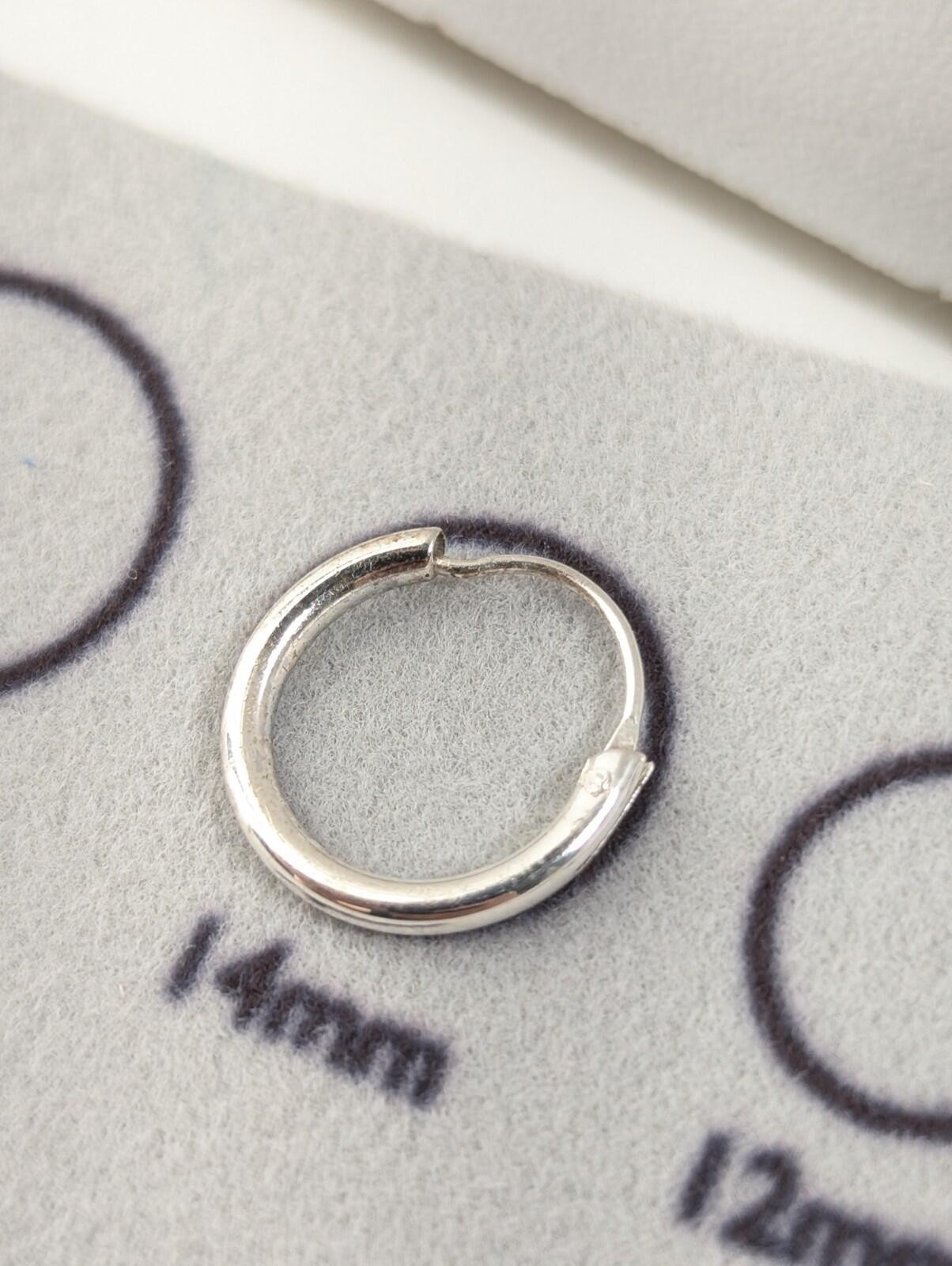 Sterling Silver Endless Hoop Earrings Unisex Everyday Jewelry 14mm 0.7g