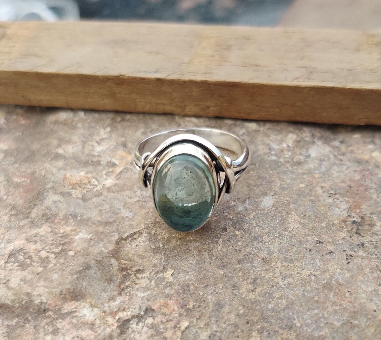 Natural Aquamarine Gemstone Ring 925 Sterling Silver Free Shipping Unique Ring