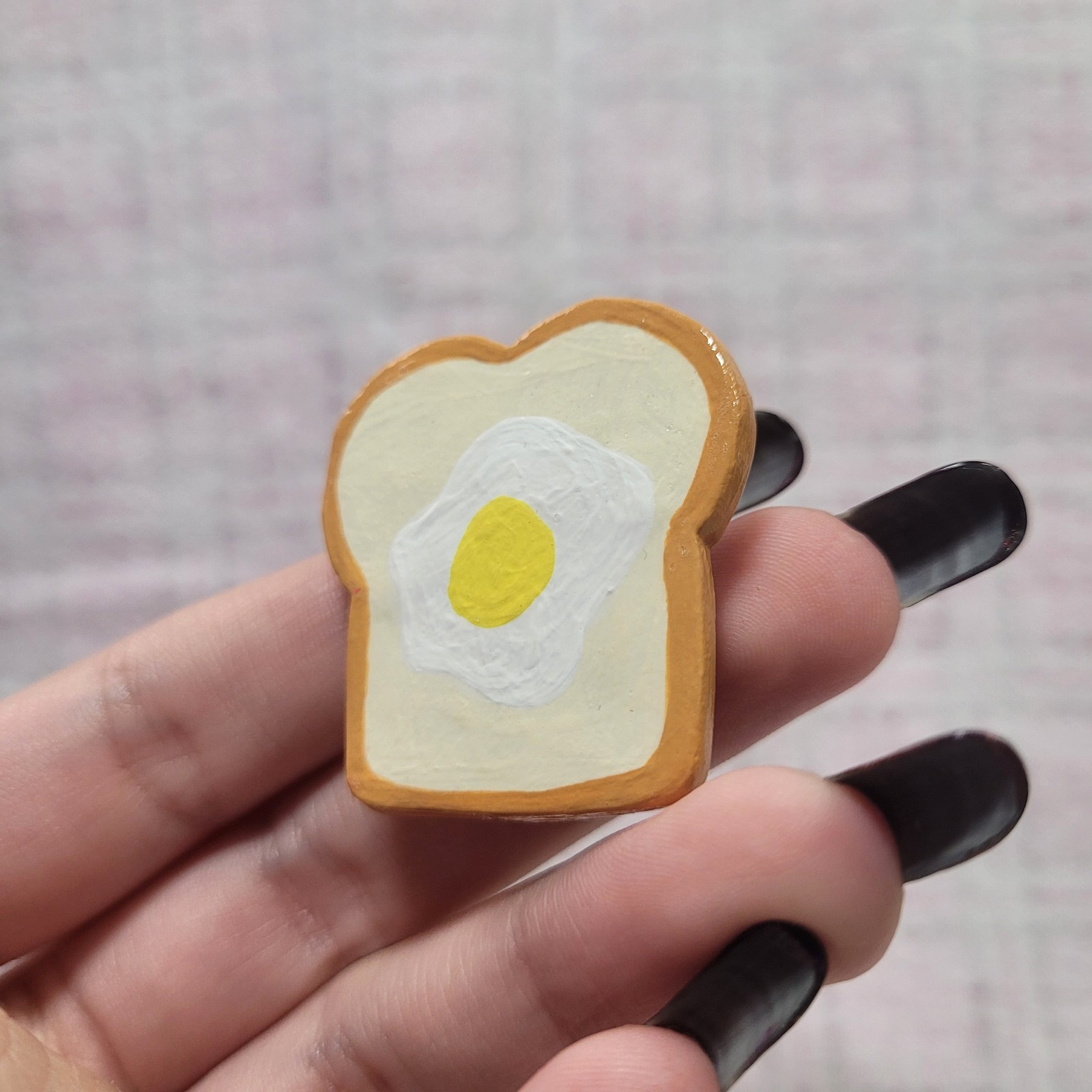 Handmade Art Polymer Clay Bread Toast Pin Food Cute Handcrafted