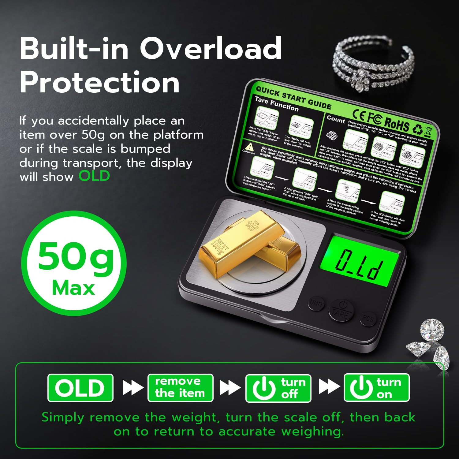 Wigearss Digital Milligram Scale 50G X 0.001G, Mini Precision Scale with Tare