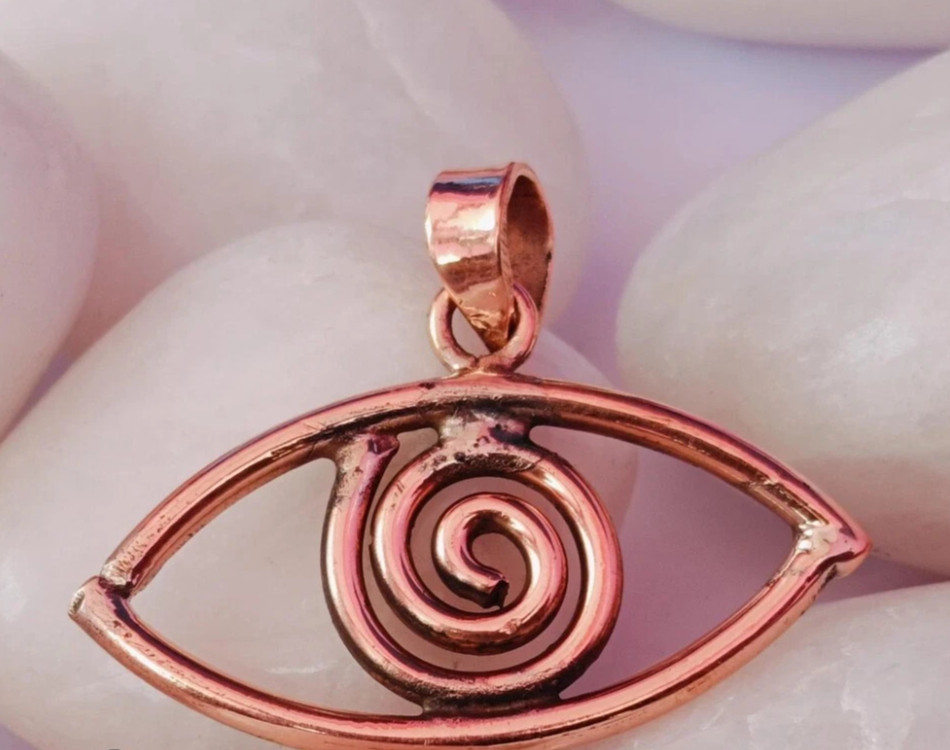 1 Pc Pure Copper Healing Spiral Pendant Locket, Jewelry Spiritual Kriya Evil Eye
