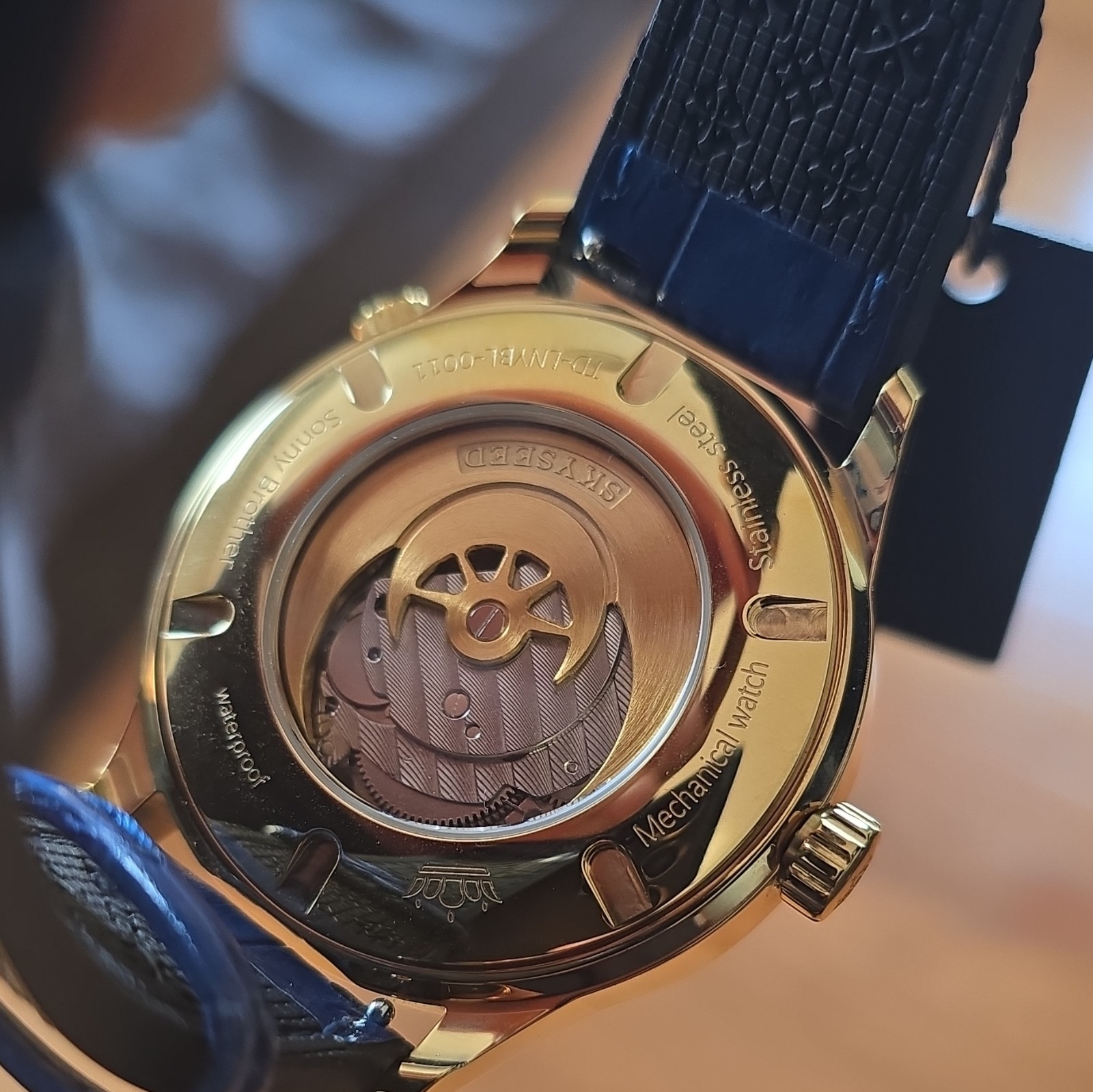 Skyseed Astronomical Celestial Watch Blue Gold Dial Automatic Leather Men’s NIB