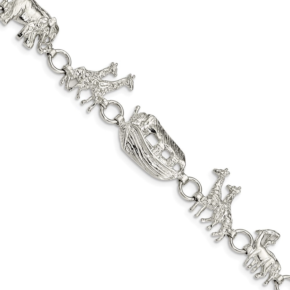 Sterling Silver Noah’s Ark Link Bracelet 7″