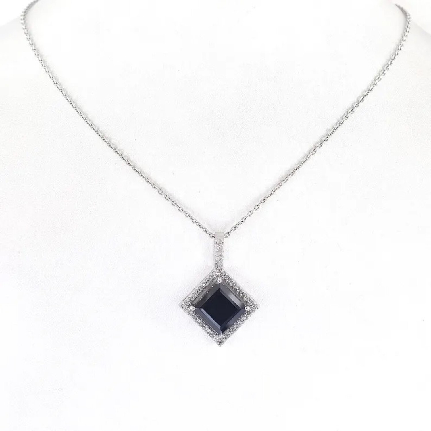 Lustrous Black Lab Diamond Solitaire Drop Necklace 5 Ct 925 Silver Gift for Her