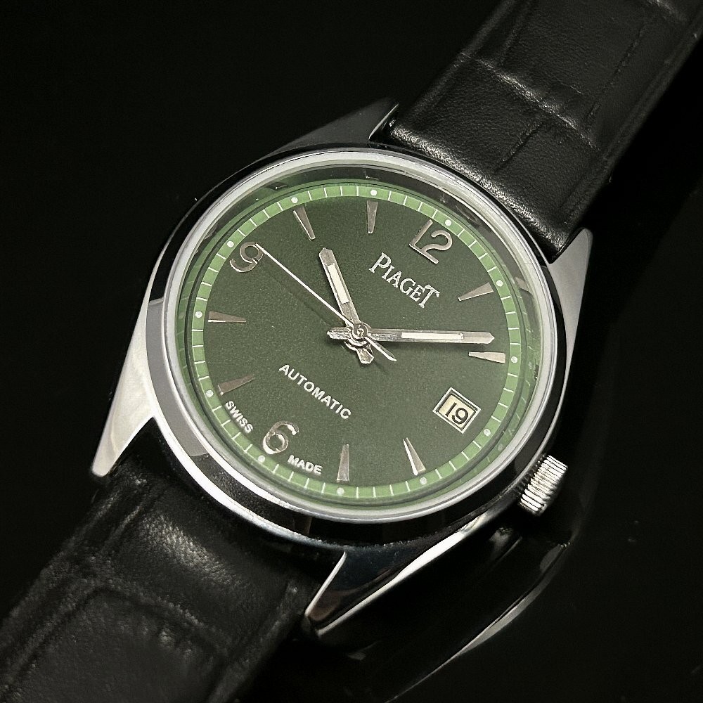 Piaget Vintage Automatic Watch Green Dial Unisex Crocodile Leather Strap