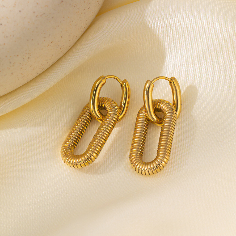 Chunky Chain Link Hoop Earrings for Women Gold or Silver Stainless Steel Ging…