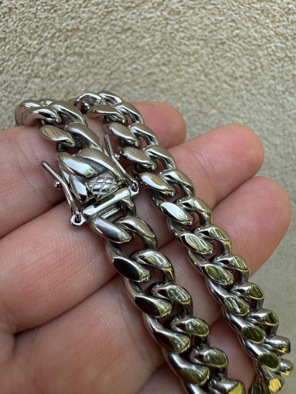 Miami Cuban Link Bracelet White Gold Plated Stainless Steel 4-18mm Mens Ladies
